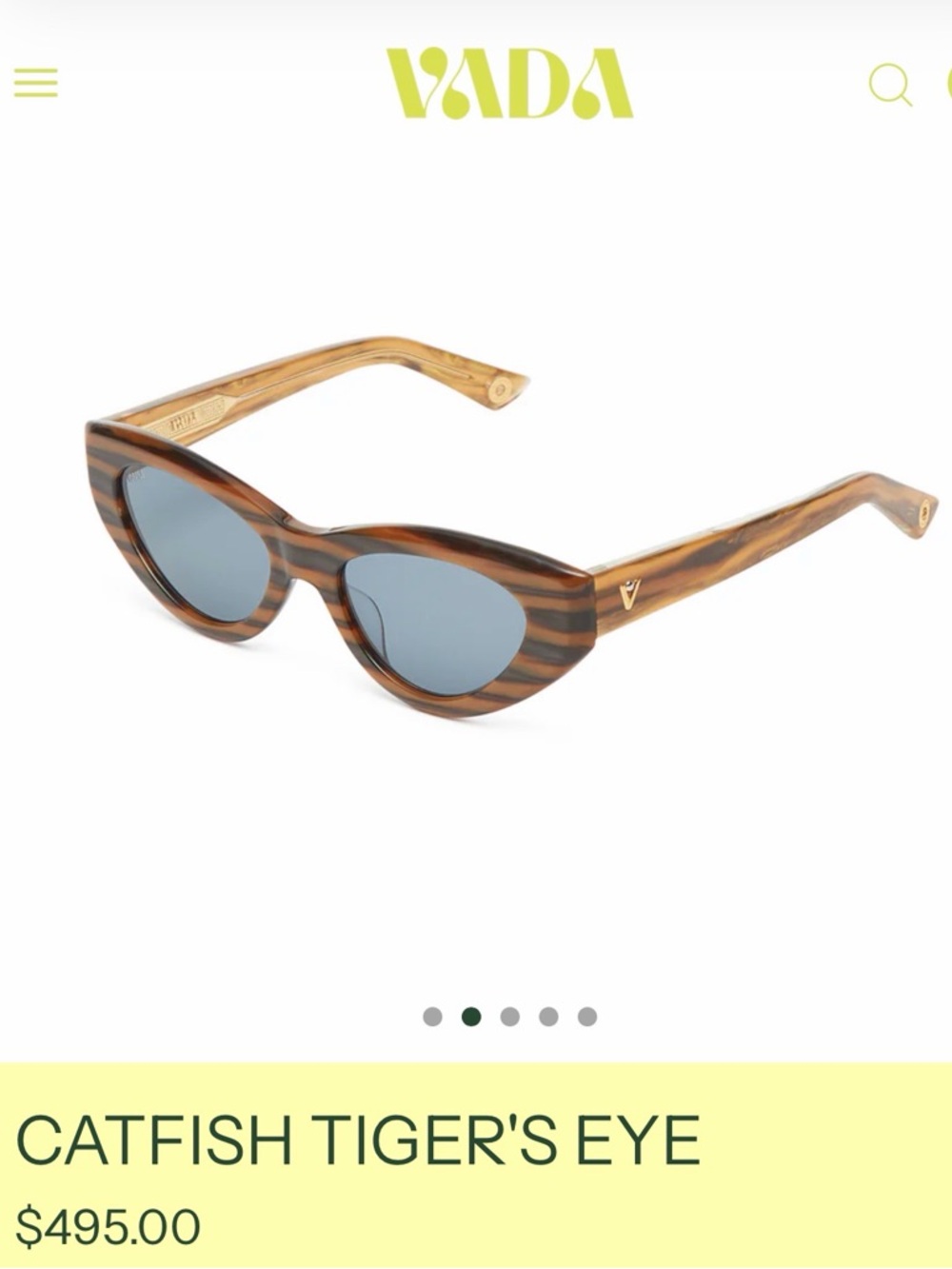 Ada Catfish Tiger's Eye Sunglasses – Brown Striped Frame with Blue-Gray Lenses